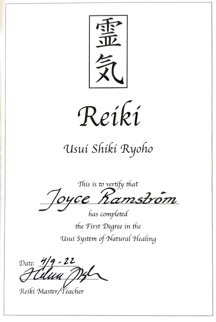 Joyce-Healthcare Reiki Master Certified